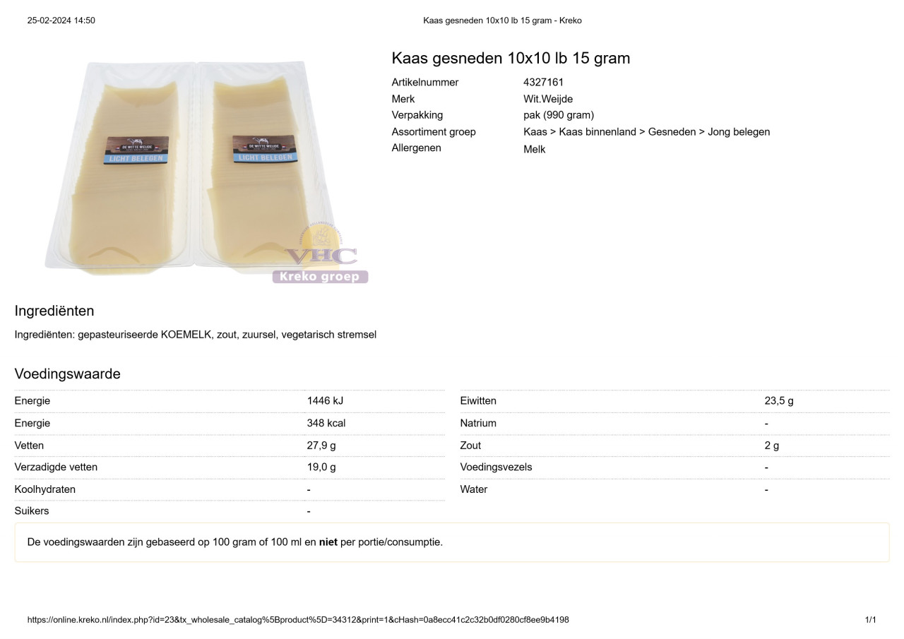 Kaas gesneden 10x10 lb 15 gram   Kreko1 (2)